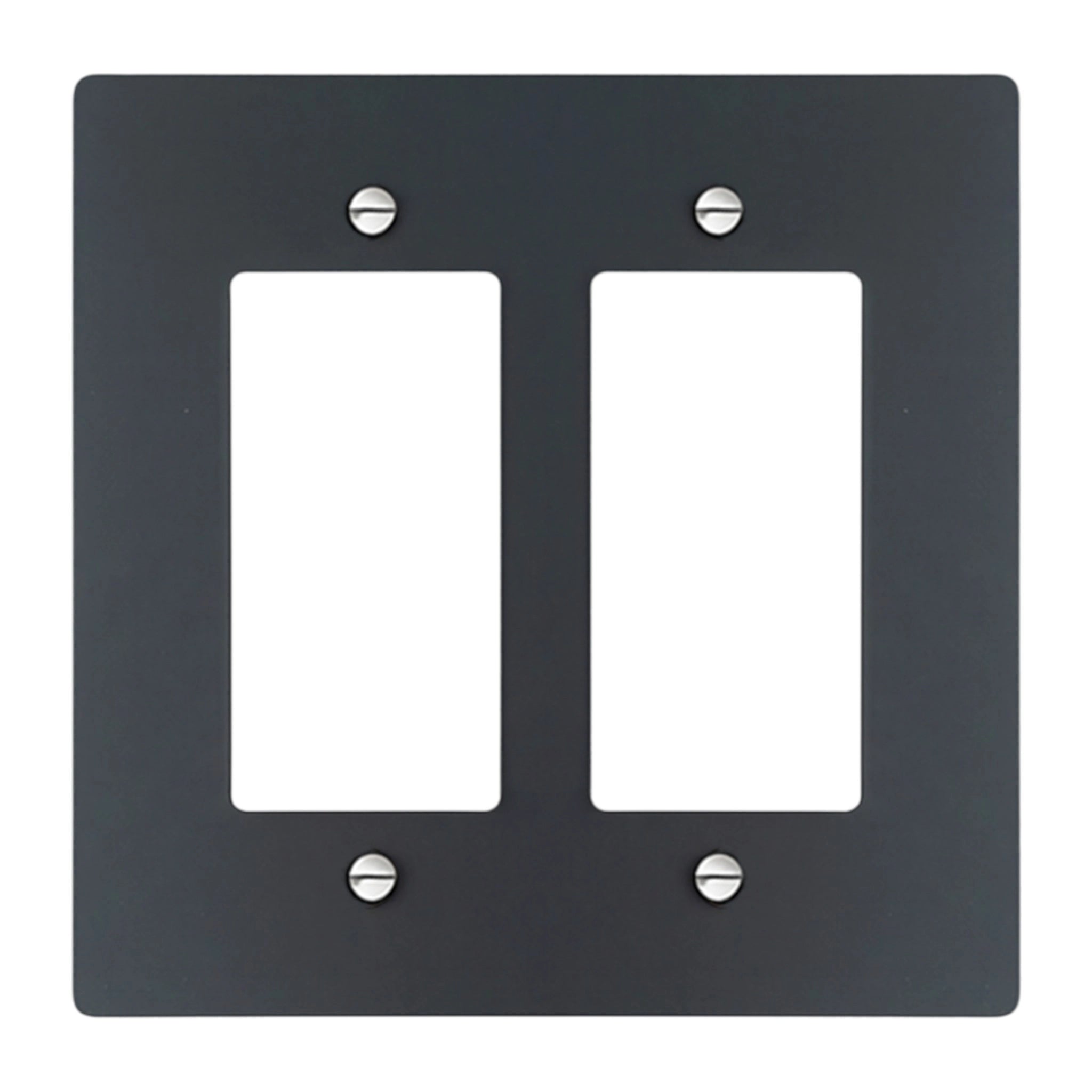 2-gang Decora wall plate in Black with Stainless Accents finish