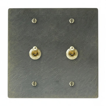 2-gang brass light switch in retro style