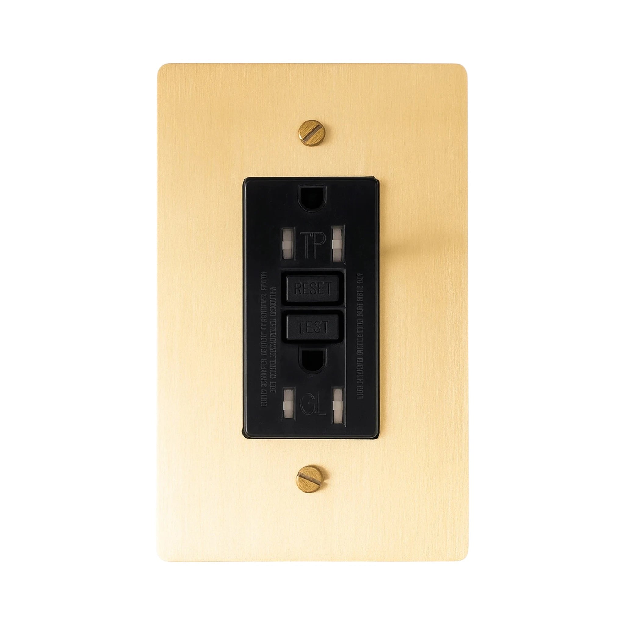 GFCI electrical outlet with solid brass plate