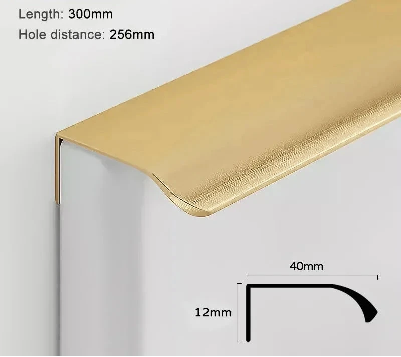 Measurements for gold aluminium edge pull 300 mm with dimensions.