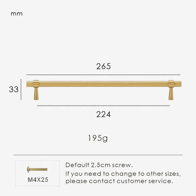 Measurement chart for a gold brass stepped ring pull 265 mm with dimensions and weight information.