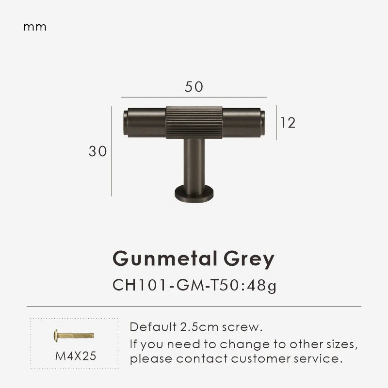 Measurement chart for a gunmetal brass linear t-bar 50 mm with dimensions and weight information.
