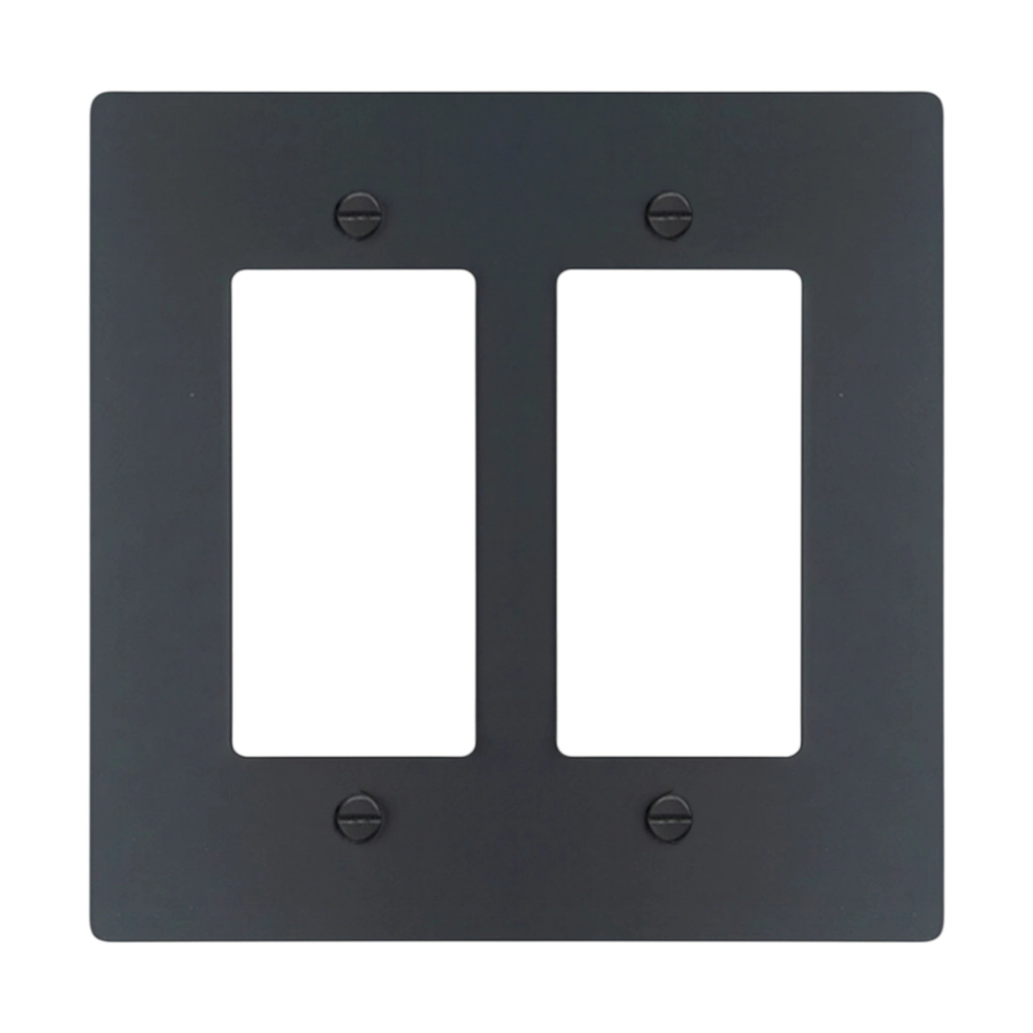 2-gang Decora wall plate in Matte Black finish (coated brass)