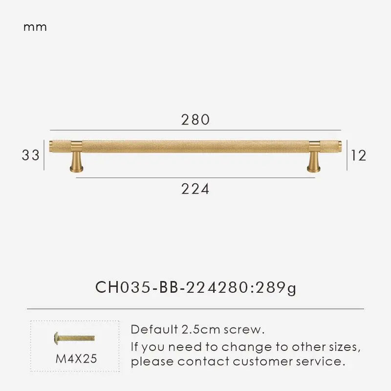 Brass Cross Knurled Handle – Diamond-Cut T-Bar Cabinet & Drawer Pull