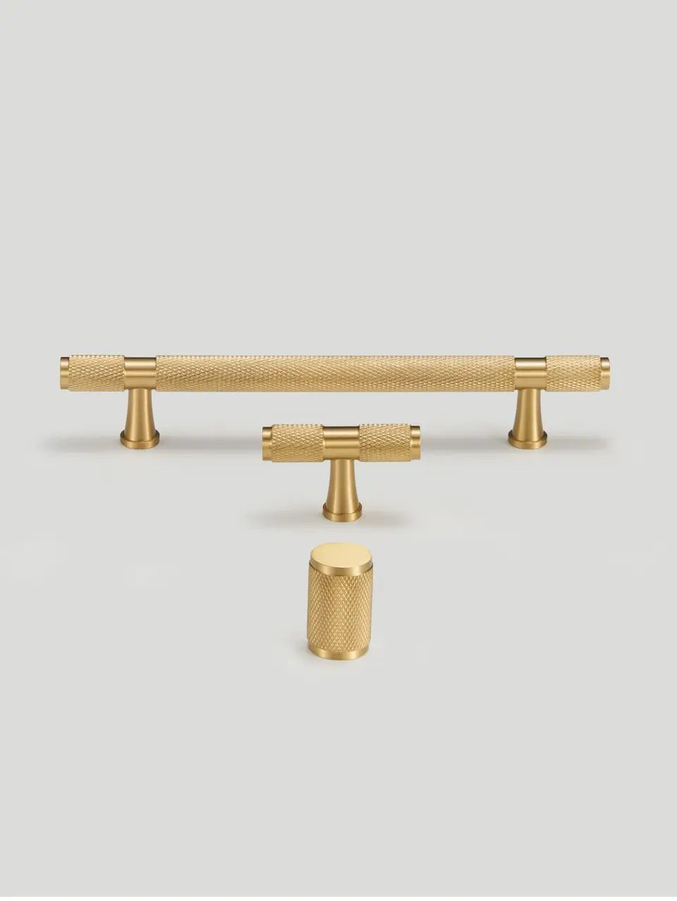 Brass Cross Knurled Handle – Diamond-Cut T-Bar Cabinet & Drawer Pull