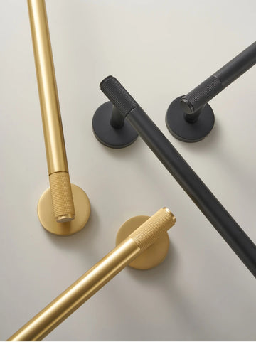 Brass Knurled Bathroom Accessories – Towel Bar, Hooks & Roll Holder Set