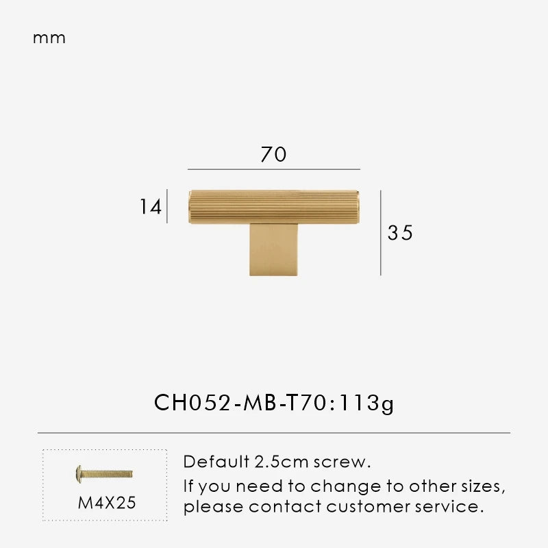 Solid Brass Linear Handle – Long T-Bar Cabinet & Drawer Pull