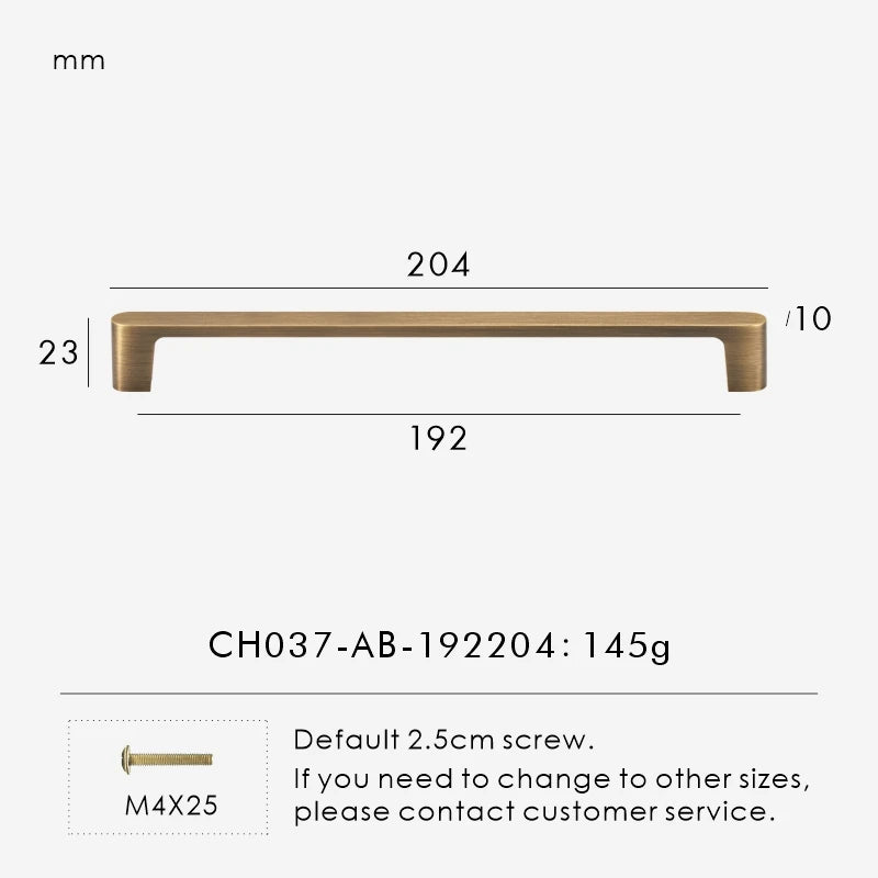 Solid Brass Handle – Simple Antique Brass Cabinet & Drawer Pull