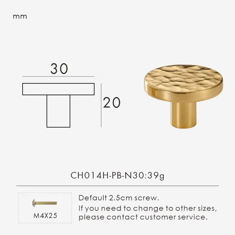 Solid Brass Hammered Handle – Handmade Cabinet & Drawer Pull