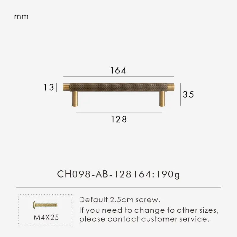 Solid Brass Knurled Handle – Modern T-Bar Cabinet & Drawer Pull