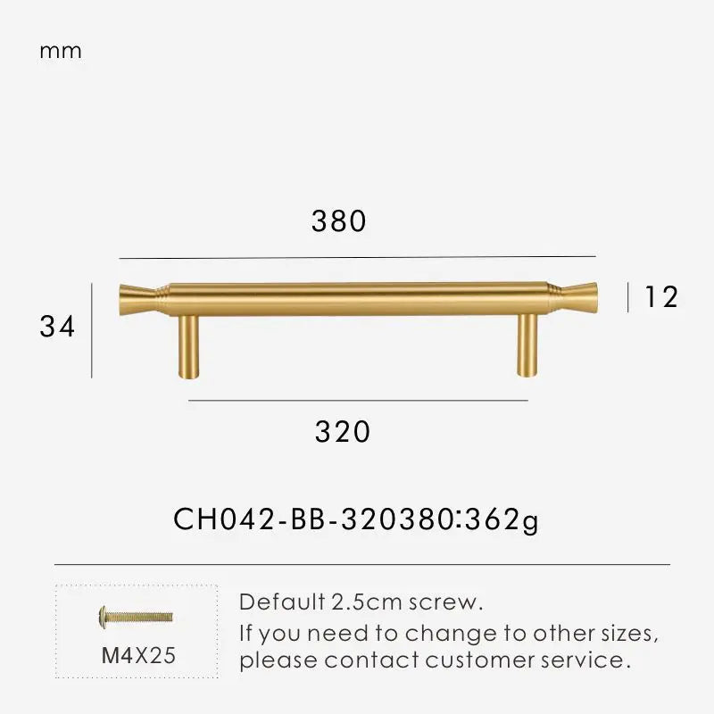 Solid Brass T-Bar Handle – Modern Long Cabinet & Drawer Pull