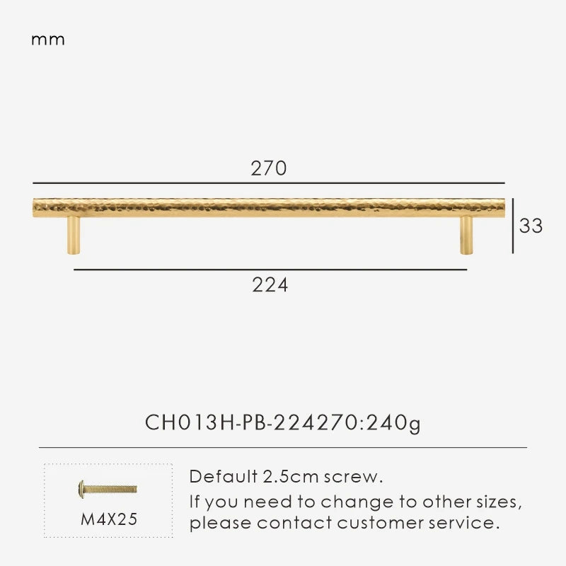 Solid Brass Hammered Handle – Handmade Cabinet & Drawer Pull