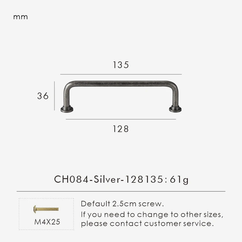 Antique Silver Brass Handle – Retro Round Arched Cabinet Pull