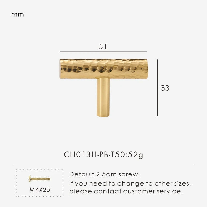 Solid Brass Hammered Handle – Handmade Cabinet & Drawer Pull