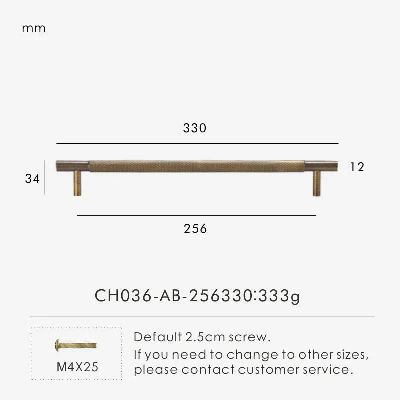 Solid Brass Cross Knurled Handle – Diamond-Cut T-Bar & Cabinet Knob