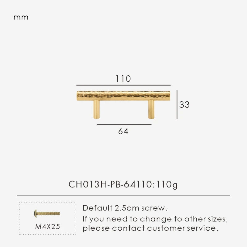 Solid Brass Hammered Handle – Handmade Cabinet & Drawer Pull