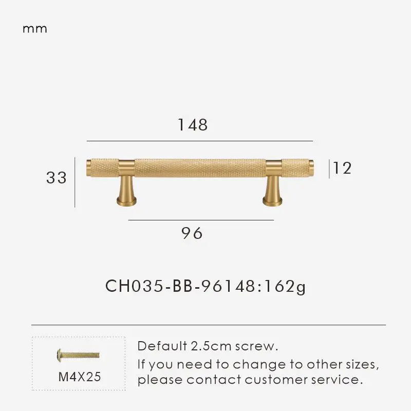 Brass Cross Knurled Handle – Diamond-Cut T-Bar Cabinet & Drawer Pull