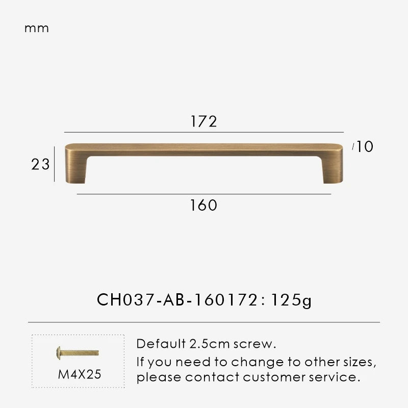 Solid Brass Handle – Simple Antique Brass Cabinet & Drawer Pull