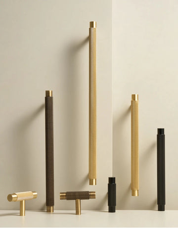 Solid Brass Knurled Handle – Modern T-Bar Cabinet & Drawer Pull