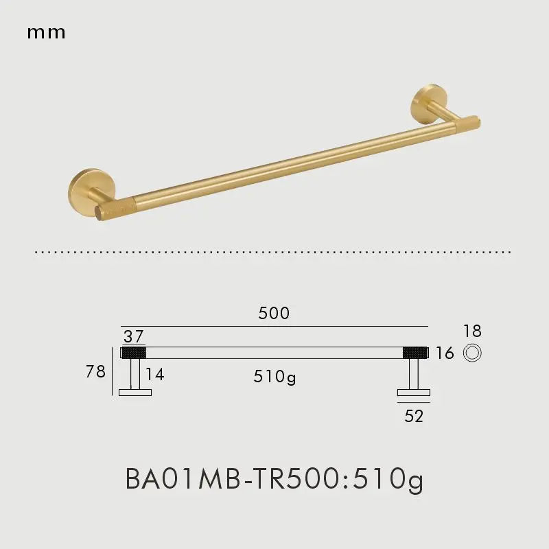 Brass Knurled Bathroom Accessories – Towel Bar, Hooks & Roll Holder Set