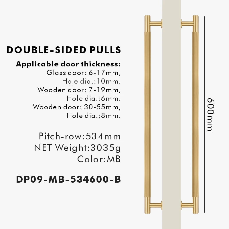 Brass Linear Door Pull Bar – Double or Single-Sided Handle