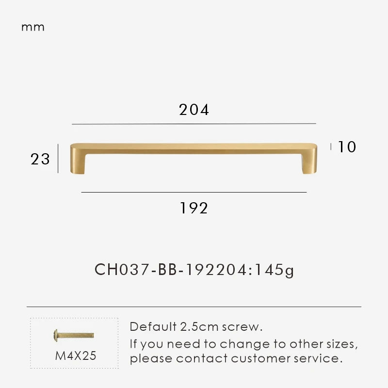 Solid Brass Handle – Simple Gold Cabinet & Drawer Pull