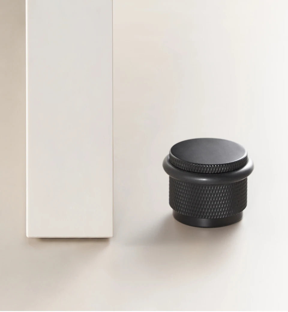 Brass Knurled Door Stopper – Adjustable Height Floor Mount