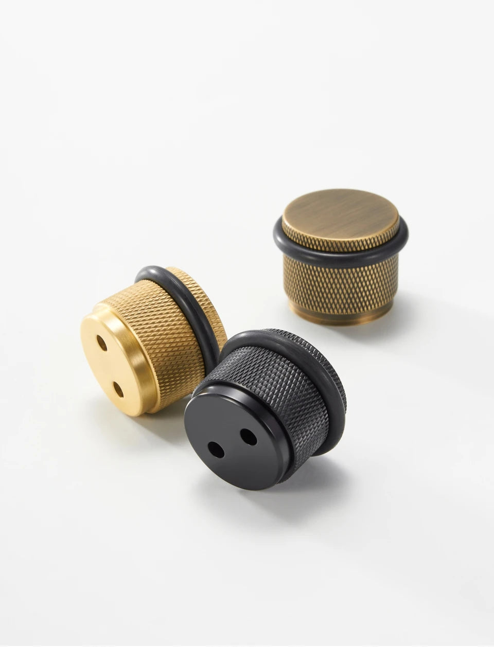 Brass Knurled Door Stopper – Adjustable Height Floor Mount