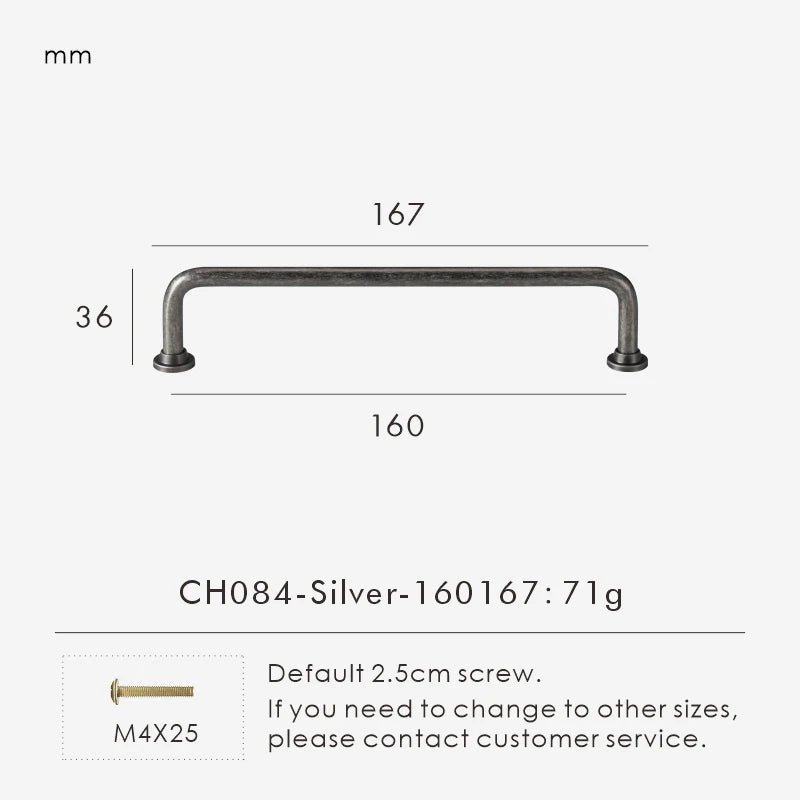 Antique Silver Brass Handle – Retro Round Arched Cabinet Pull