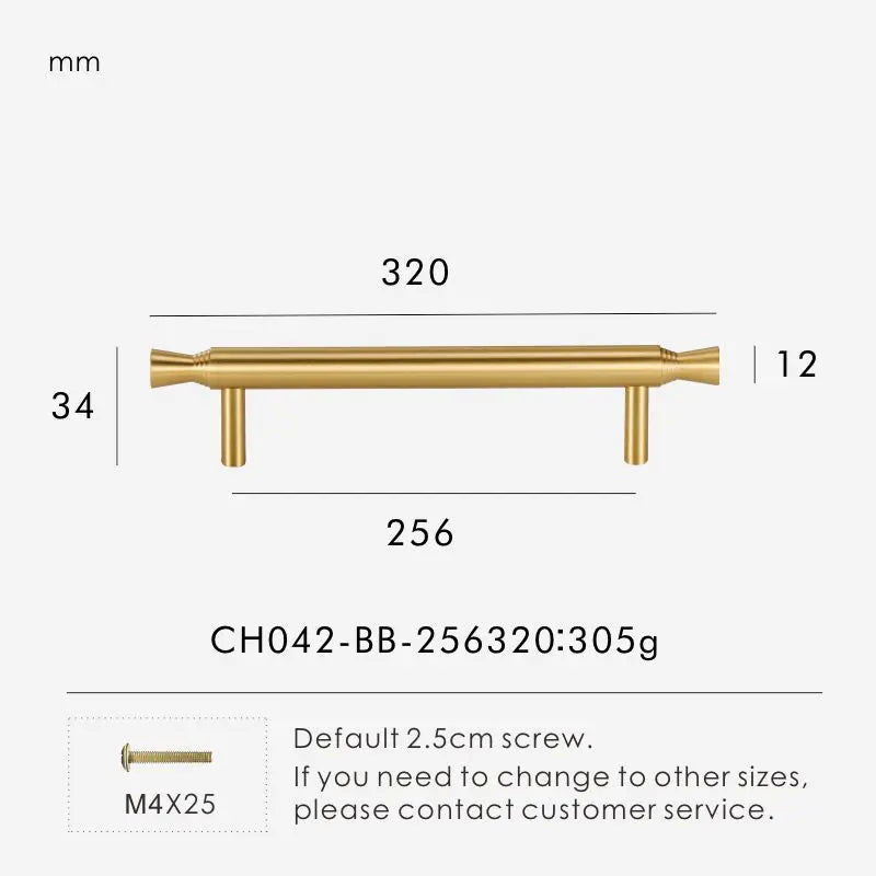 Solid Brass T-Bar Handle – Modern Long Cabinet & Drawer Pull