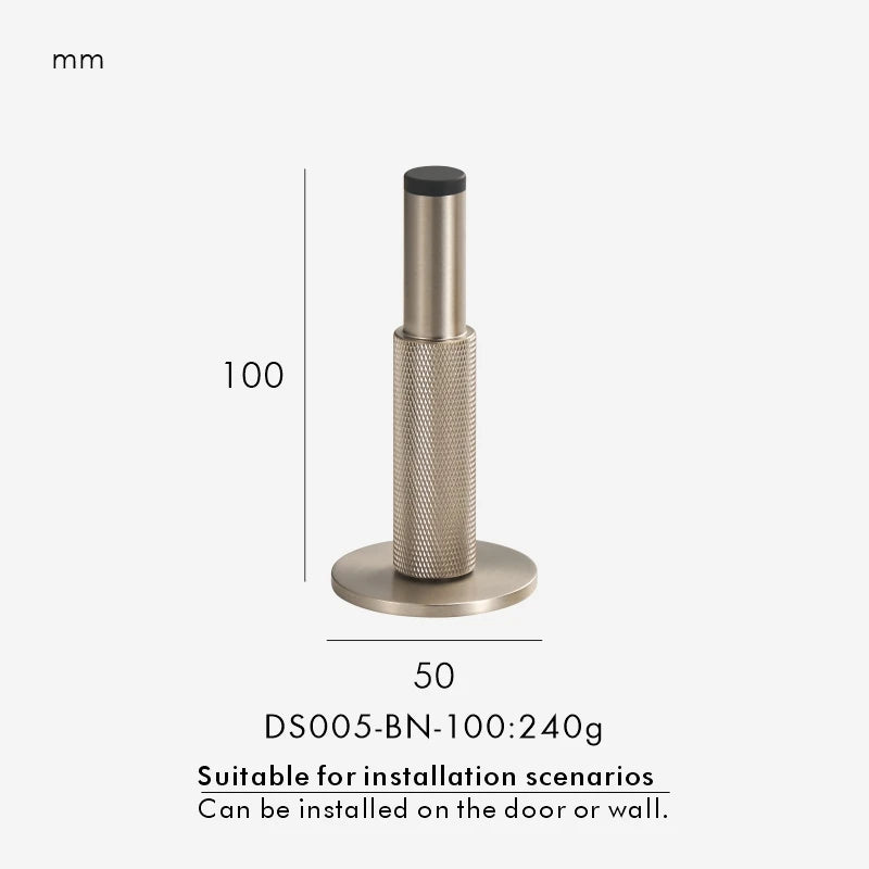 Brass Knurled Door Stopper – Heavy-Duty Floor & Wall Mount