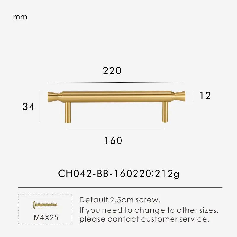 Solid Brass T-Bar Handle – Modern Long Cabinet & Drawer Pull