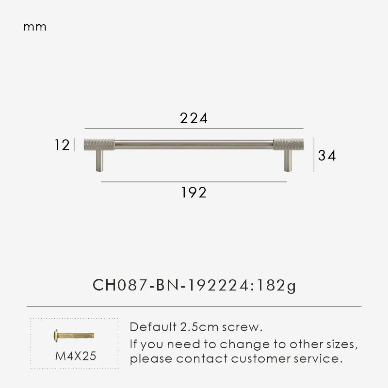 Solid Brass Knurled Knob – Brushed Nickel Luxury Cabinet Handle