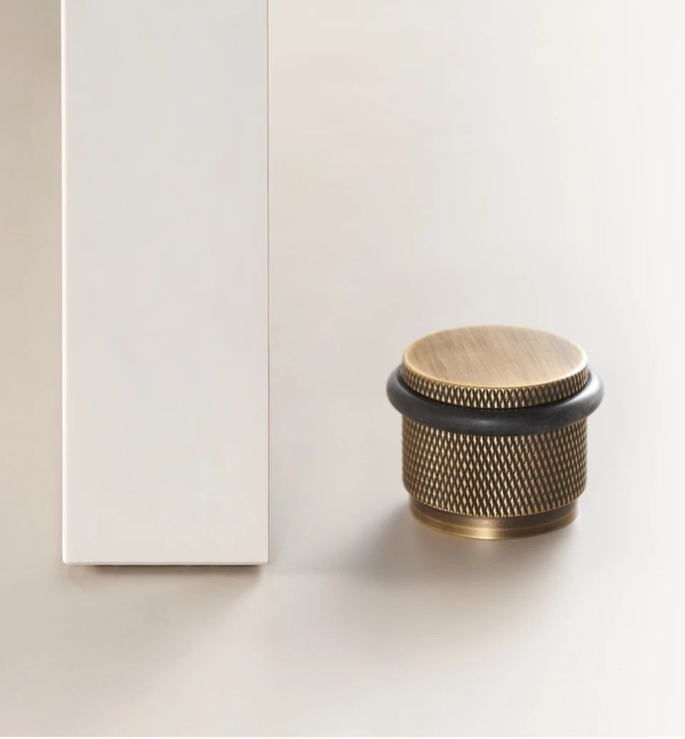 Brass Knurled Door Stopper – Adjustable Height Floor Mount