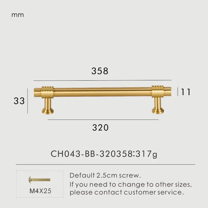 Solid Brass Rope Design Handle – Vintage T-Bar Cabinet & Drawer Pull