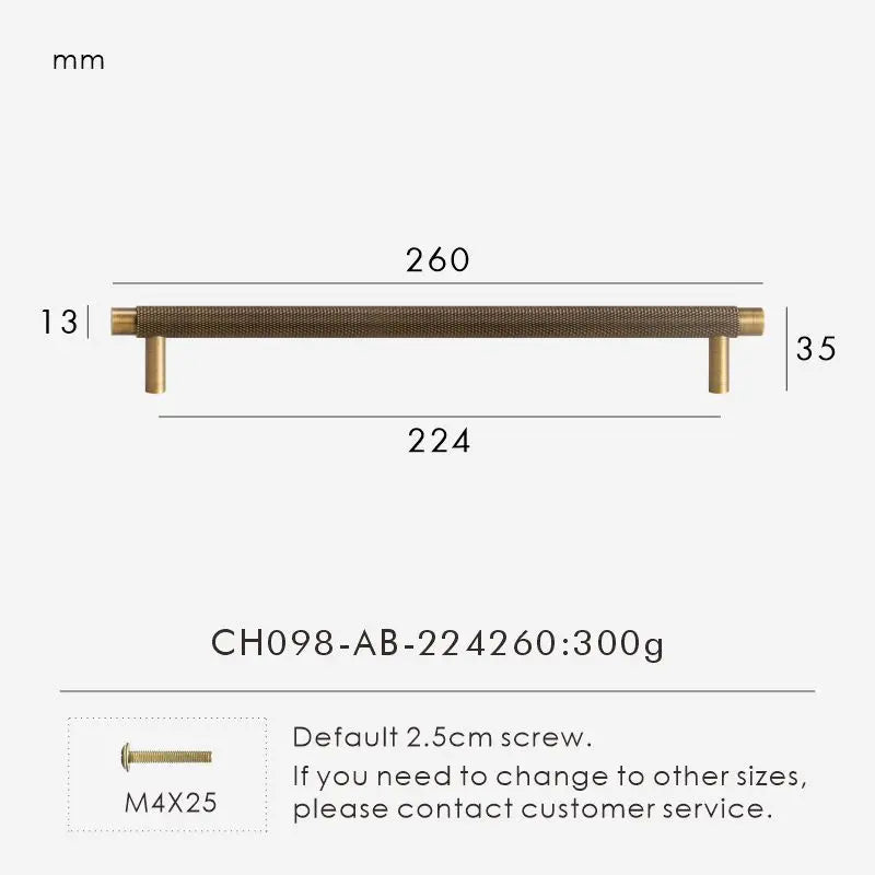 Solid Brass Knurled Handle – Modern T-Bar Cabinet & Drawer Pull