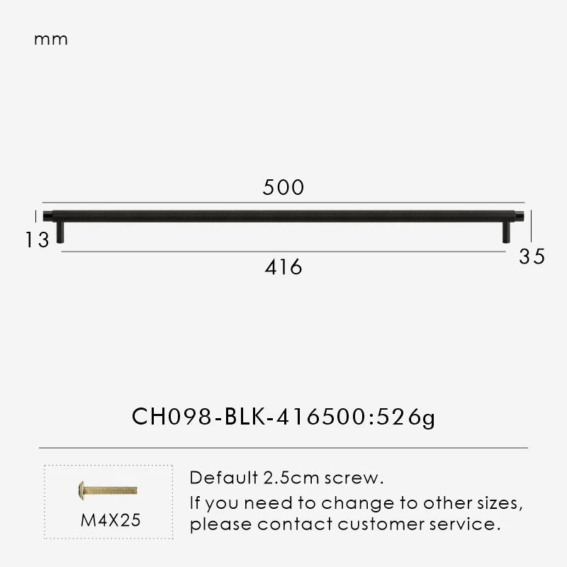 Solid Brass Knurled Handle – Modern T-Bar Cabinet & Drawer Pull