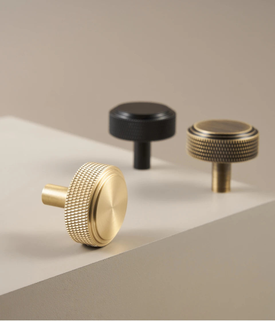 Solid Brass Knurled Handle – Diamond-Cut T-Bar & Long Pull