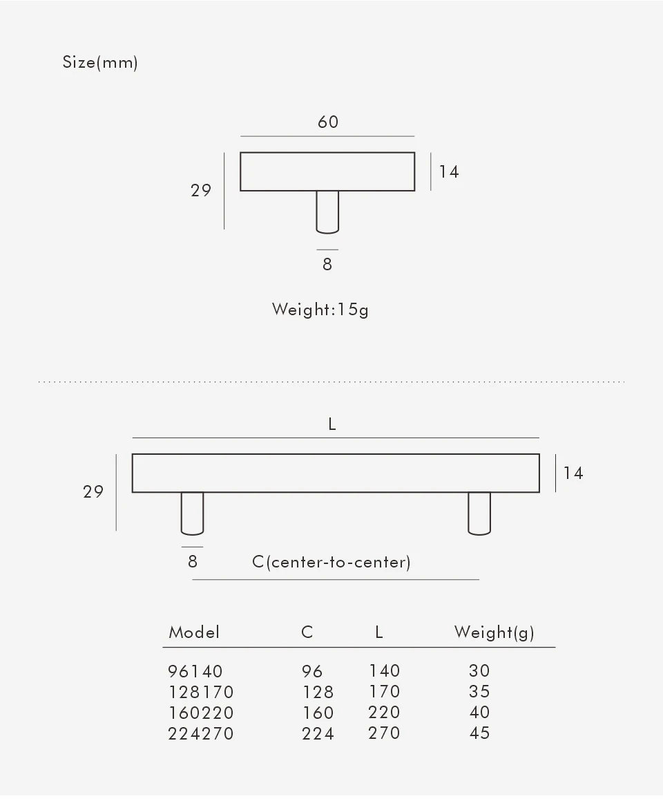Brass & Beech Wood Handle – Scandinavian Style Cabinet and Drawer Pull