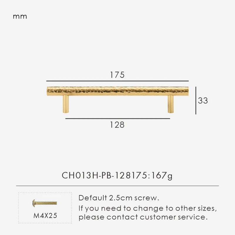 Solid Brass Hammered Handle – Handmade Cabinet & Drawer Pull