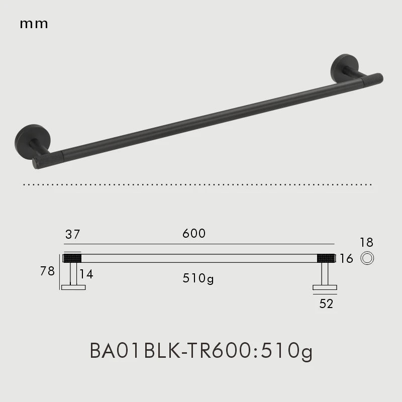 Brass Knurled Bathroom Accessories – Towel Bar, Hooks & Roll Holder Set