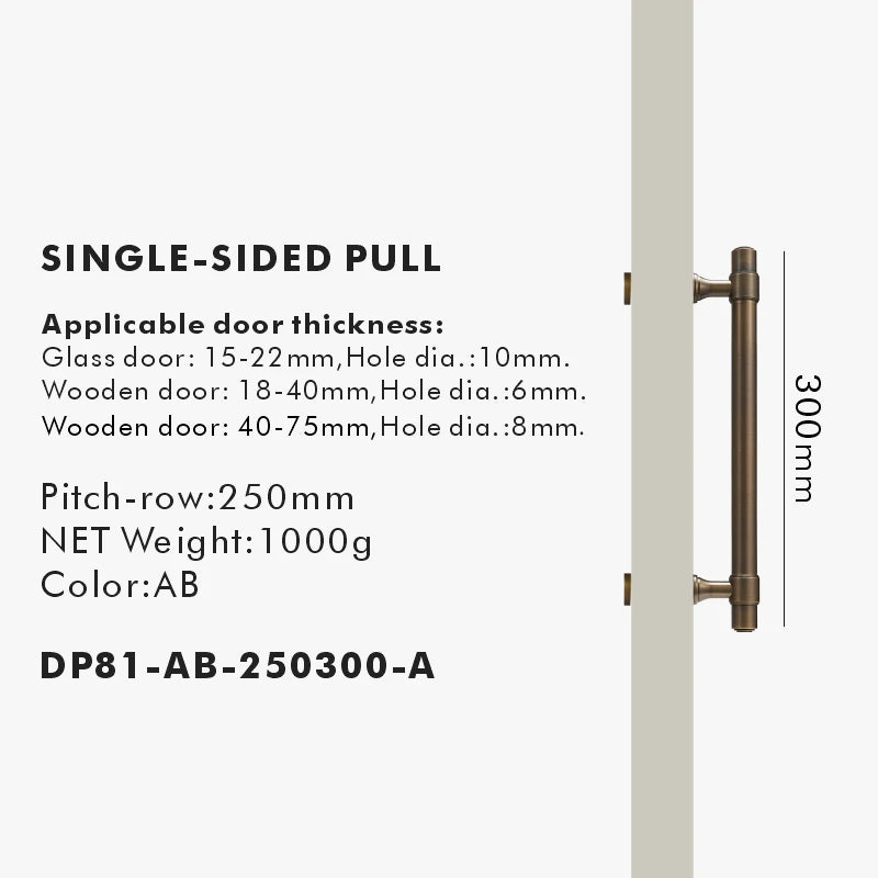 Solid Brass Door Pull Handle – Classical Style for Cabinets & Doors