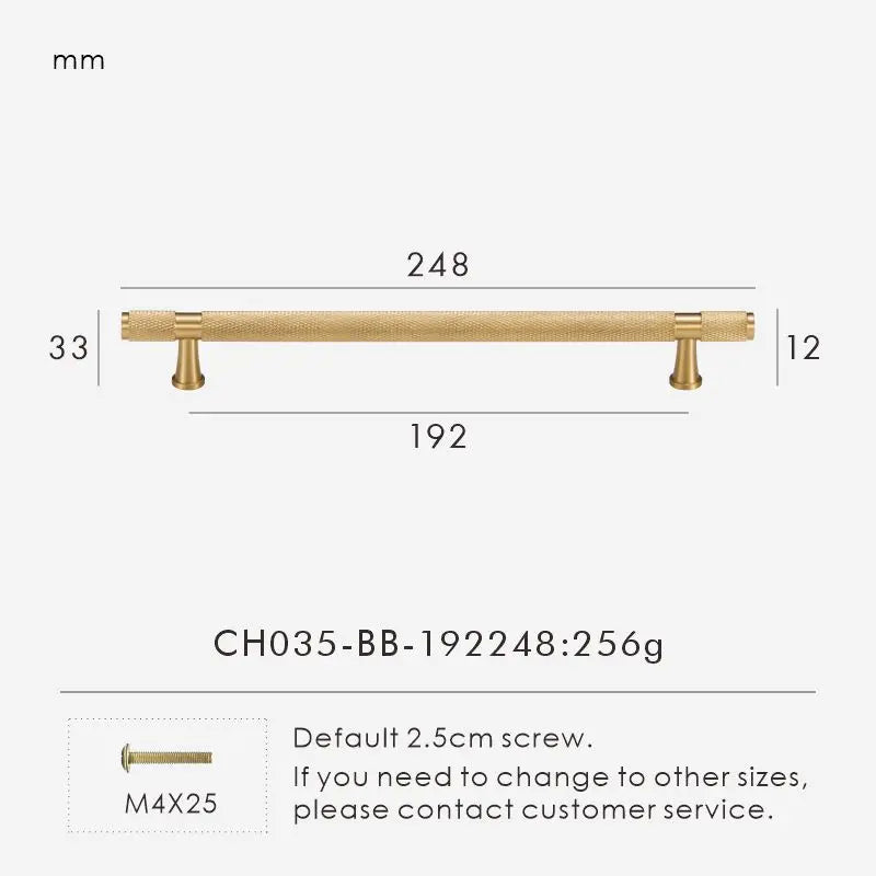 Brass Cross Knurled Handle – Diamond-Cut T-Bar Cabinet & Drawer Pull