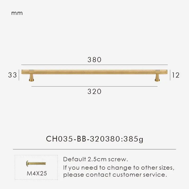 Brass Cross Knurled Handle – Diamond-Cut T-Bar Cabinet & Drawer Pull