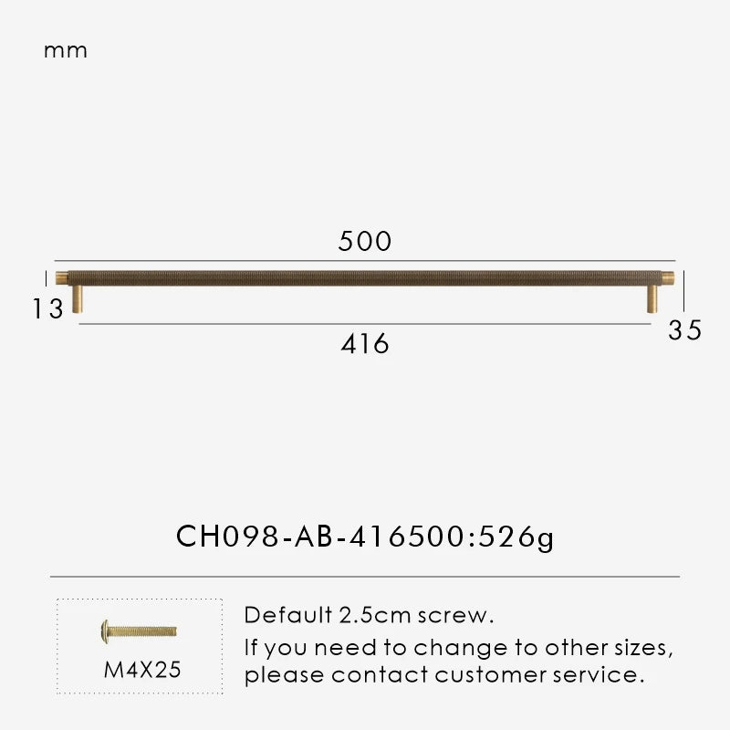 Solid Brass Knurled Handle – Modern T-Bar Cabinet & Drawer Pull