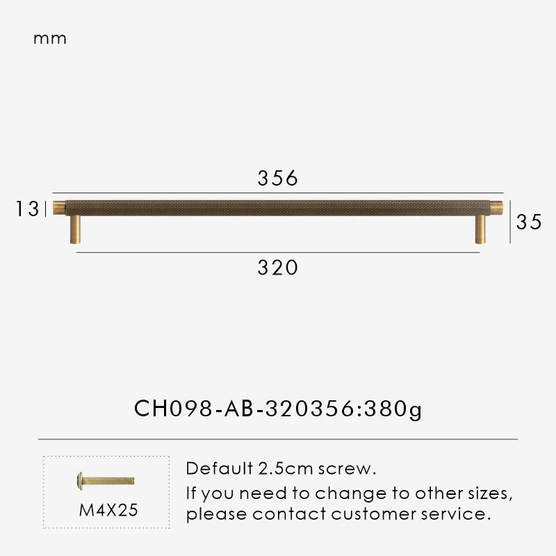 Solid Brass Knurled Handle – Modern T-Bar Cabinet & Drawer Pull