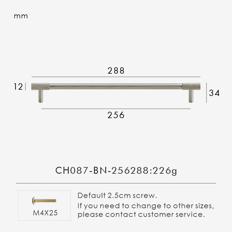 Solid Brass Knurled Knob – Brushed Nickel Luxury Cabinet Handle