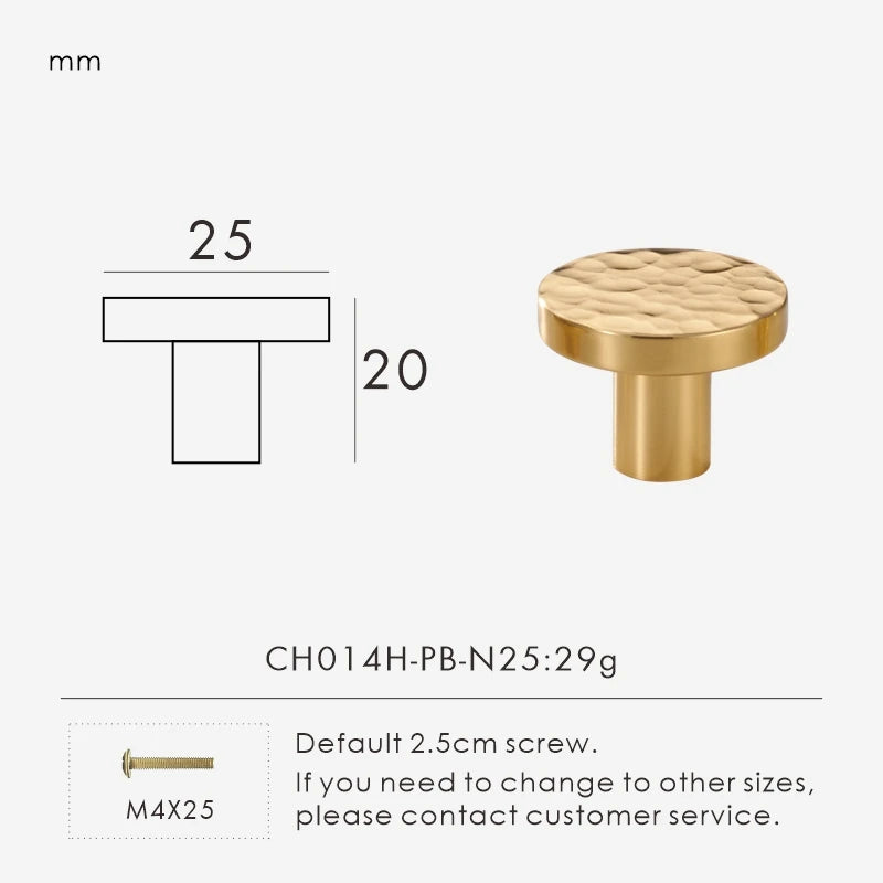 Solid Brass Hammered Handle – Handmade Cabinet & Drawer Pull