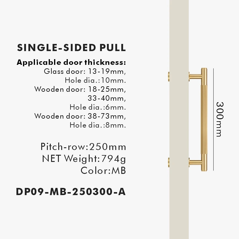 Brass Linear Door Pull Bar – Double or Single-Sided Handle