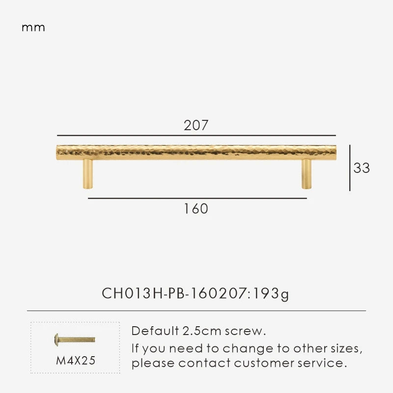 Solid Brass Hammered Handle – Handmade Cabinet & Drawer Pull